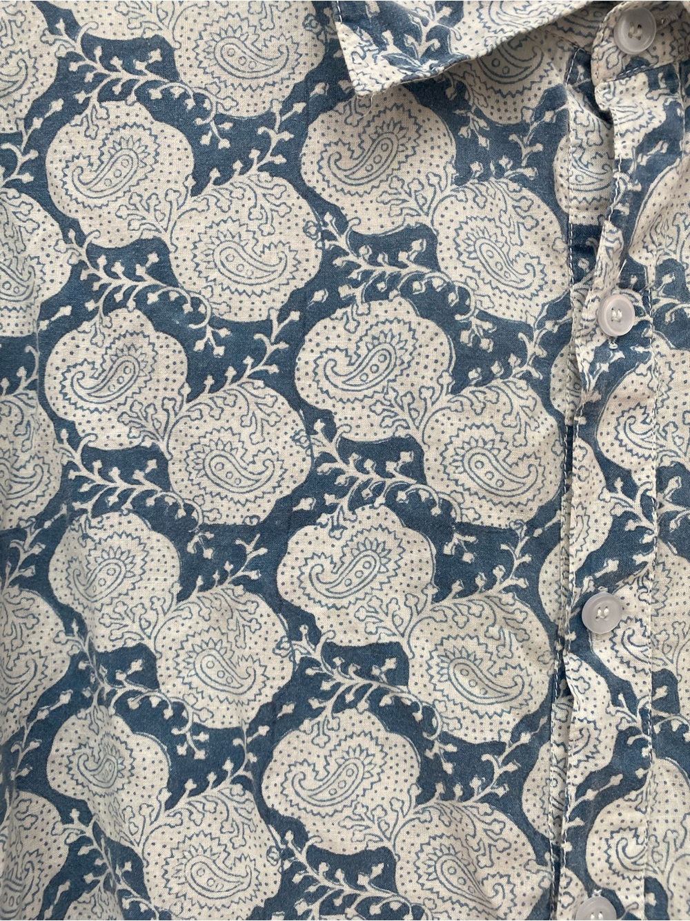 Roberta Roller Rabbit Blue & White Paisley-Print Button Down “Guy Shirt” - L - Picture 2 of 8